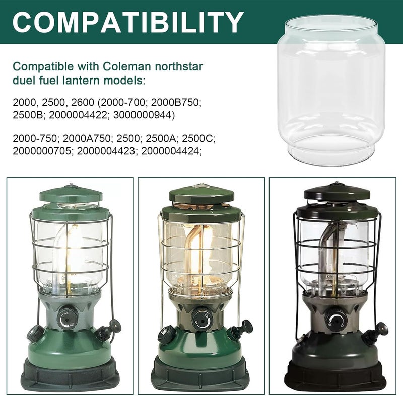 Magluv Lantern Globe Replacement for Coleman Max Northstar Lanterns Models 2000, 2500, 2600 Coleman Lantern Parts Replacement Glass Globe for Fuelled Propane Lanterns - Similar for Coleman #R2000B043C - Image 2
